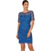 Adrianna Papell Women’s Beaded Floral Short Dress(Blue Horizon)