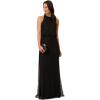 Adrianna Papell Women’s Beaded Halter Long Dress(Black/Black)