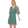 Adrianna Papell Womens Beaded Short Dress(Green Slate)