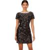 Adrianna Papell Womens Beaded Short Sleeves Dress(Black/Ivory)