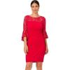 Adrianna Papell Womens Bell Sleeve Jersey Drape Dress(Hot Ruby)
