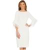 Adrianna Papell Womens Knit Crepe Tiered Sleeve Dress(Ivory)