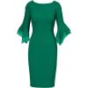 Adrianna Papell Womens Knit Crepe Tiered Sleeve Dress(Radiant Emerald)