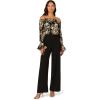 Adrianna Papell Womens Lace and Crepe Jumpsuit(Black/Gold)
