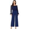 Adrianna Papell Womens Lace and Crepe Jumpsuit(Navy Sateen)