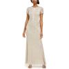 Adrianna Papell Women’s Long Beaded Dress(Biscotti)