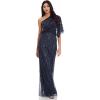 Adrianna Papell Women’s Long Beaded Dress(Dusty Navy)