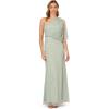 Adrianna Papell Women’s Long Beaded Dress(Icy Sage)