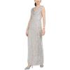 Adrianna Papell Women’s Long Beaded Dress(Silver)