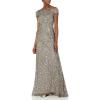 Adrianna Papell Women’s Off The Shoulder Crunchy Bead Gown(Lead)