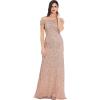 Adrianna Papell Women’s Off The Shoulder Crunchy Bead Gown(Rosegold)