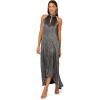 Adrianna Papell Womens Pleated Metallic Ankle Dress(Gunmetal/Black)