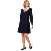 Adrianna Papell Women’s V-Neck Long Sleeve Sweater Dress with Contrast Tipping(Blue Moon/Ivory)