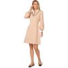 Adrianna Papell Women’s V-Neck Long Sleeve Sweater Dress with Contrast Tipping(Champagne Blush/Black)