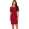 Adrianna Papell Women’s Velvet Embellish Mesh Dress(Cranberry)