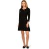 Adrianna Papell Women’s Waffle Textured Fit and Flare Knee Length Sweater Dress(Black)