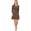 Adrianna Papell Women’s Waffle Textured Fit and Flare Knee Length Sweater Dress(Fatigue)