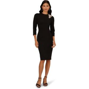 Adrianna Papell Women’s 3D Floral Mockneck Short Dress(Black)