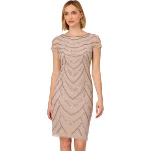 Adrianna Papell Women’s Beaded Cocktail Dress, Marble
