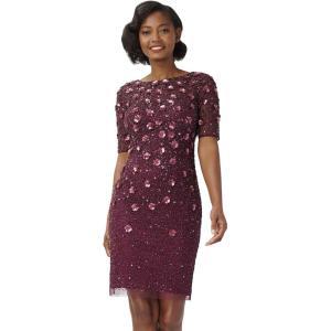 Adrianna Papell Womens Beaded Cocktail Dress(Cassis)