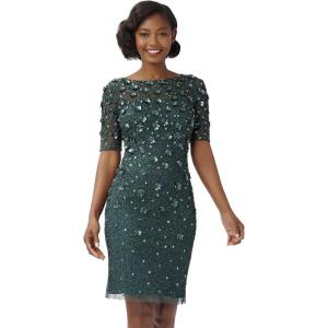 Adrianna Papell Womens Beaded Cocktail Dress(Dusty Emerald)