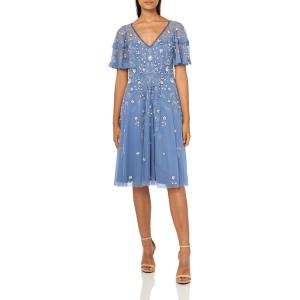 Adrianna Papell Womens Beaded Midi Dress(French Blue)