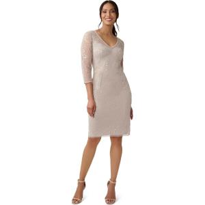 Adrianna Papell Womens Beaded Short Dress(Marble)