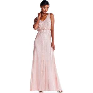 Adrianna Papell Womens Blsn Beaded Art Nouveau(Blush)