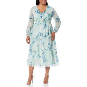 Adrianna Papell Womens Floral Chiffon Tiered Dress(Mint Multi)