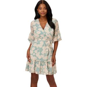 Adrianna Papell Womens Floral Chiffon Tiered Dress(Mint Smoke)