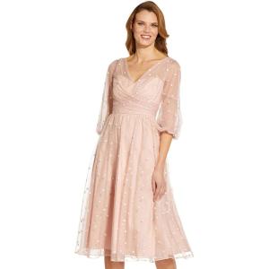 Adrianna Papell Women’s Glitter Tulle Dress(Mellow Blush)