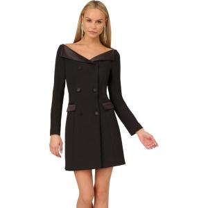 Adrianna Papell Womens Knit Crepe Blazer Dress(Black)