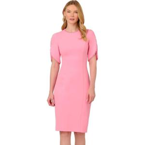 Adrianna Papell Womens Knit Crepe Pearl Midi Dress(Cherry Blossom)