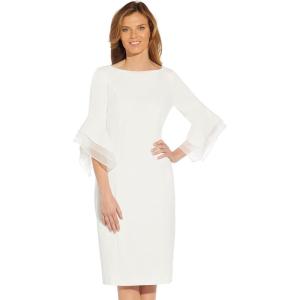 Adrianna Papell Womens Knit Crepe Tiered Sleeve Dress(Ivory)