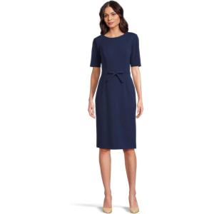 Adrianna Papell Womens Mini Bow Front Sheath Dress(Navy Sateen)