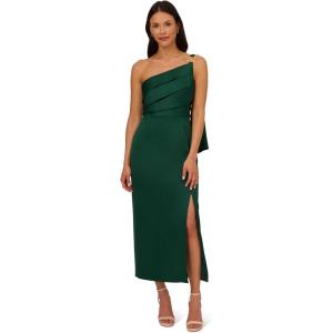 Adrianna Papell Womens Satin Crepe Dress(Deep Forest)
