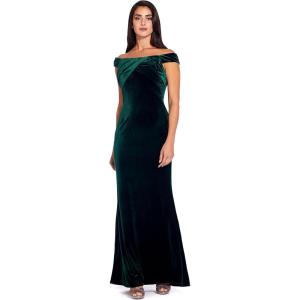 Adrianna Papell Women’s Stretch Velvet Dress(Emerald)