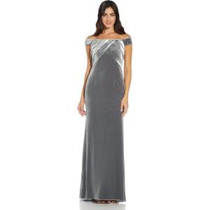 Adrianna Papell Women’s Stretch Velvet Dress(Silver)