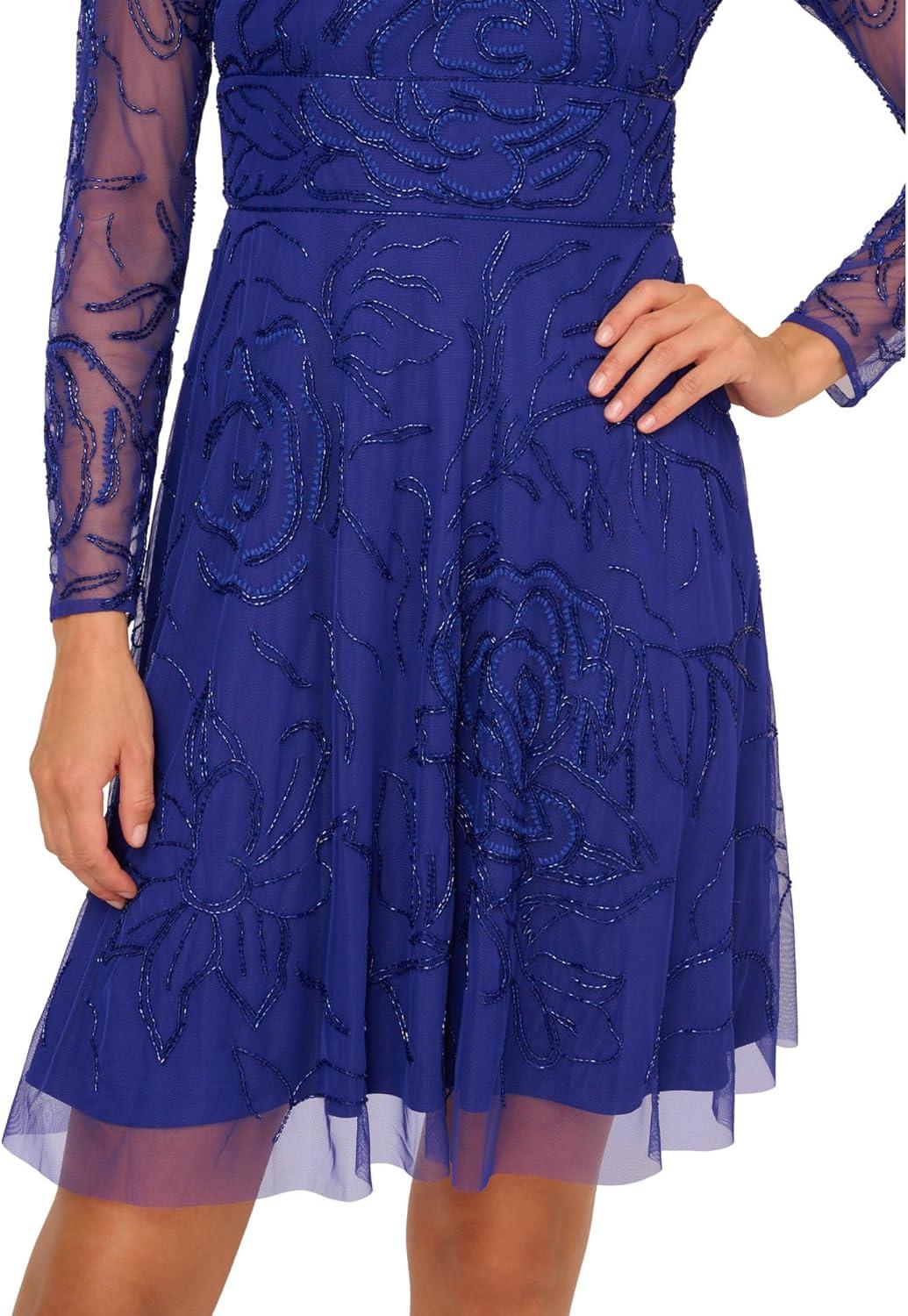 imageAdrianna Papell Long Sleeve Rose Beaded Cocktail Dress