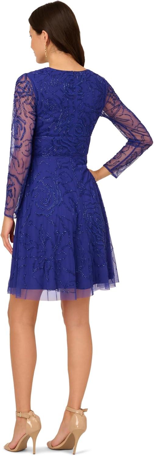 imageAdrianna Papell Long Sleeve Rose Beaded Cocktail Dress