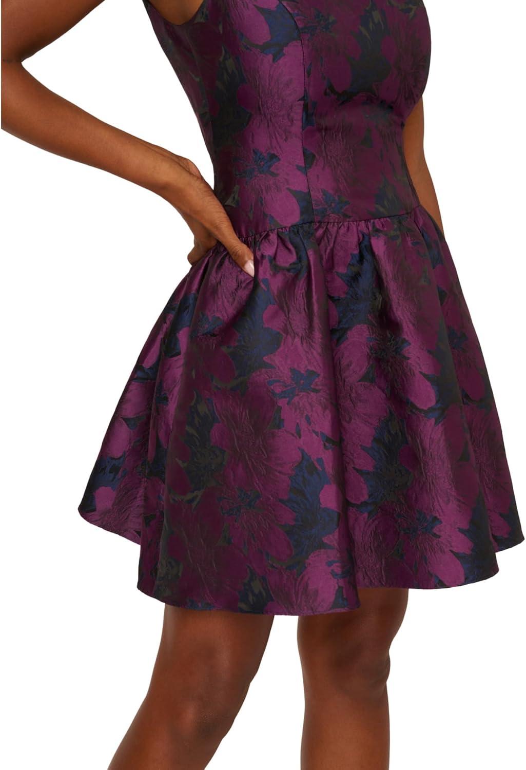 imageAdrianna Papell Sleeveless Floral Jacquard Drop Waist Short Dress