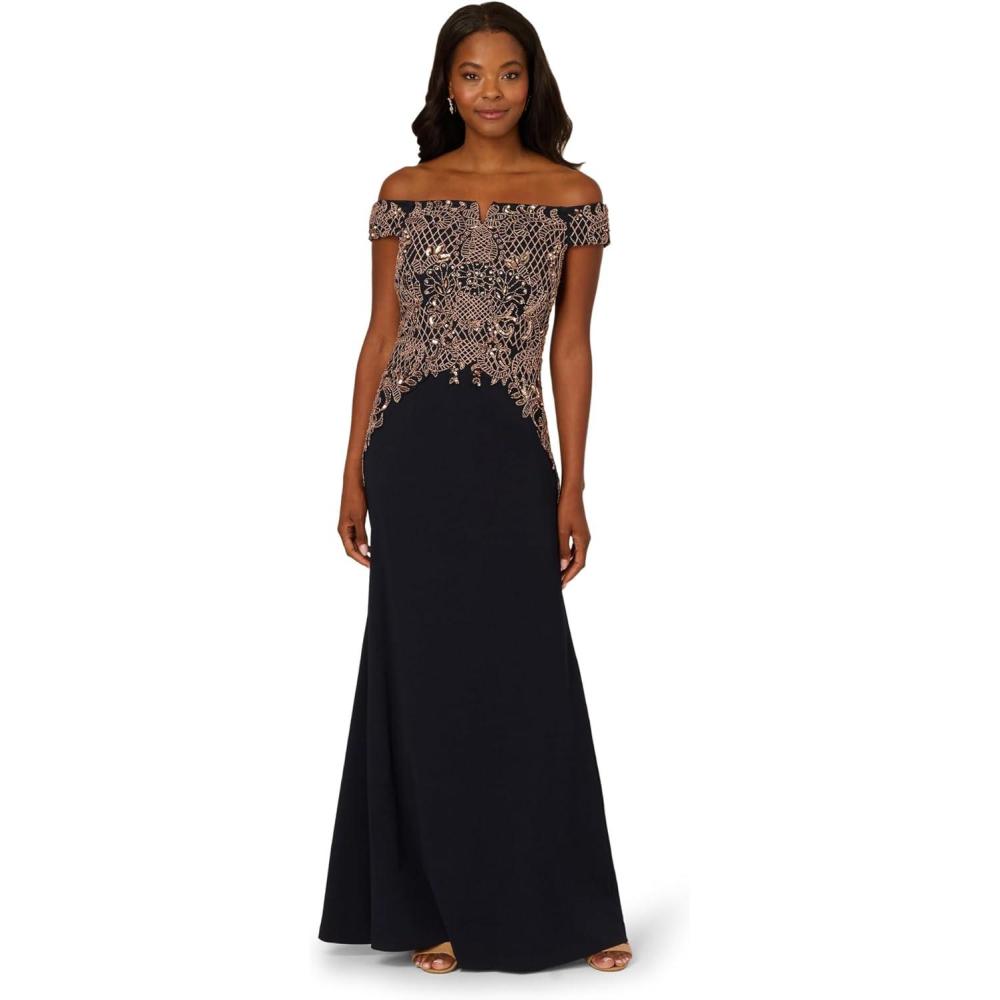 imageAdrianna Papell Beaded Crepe Long Dress