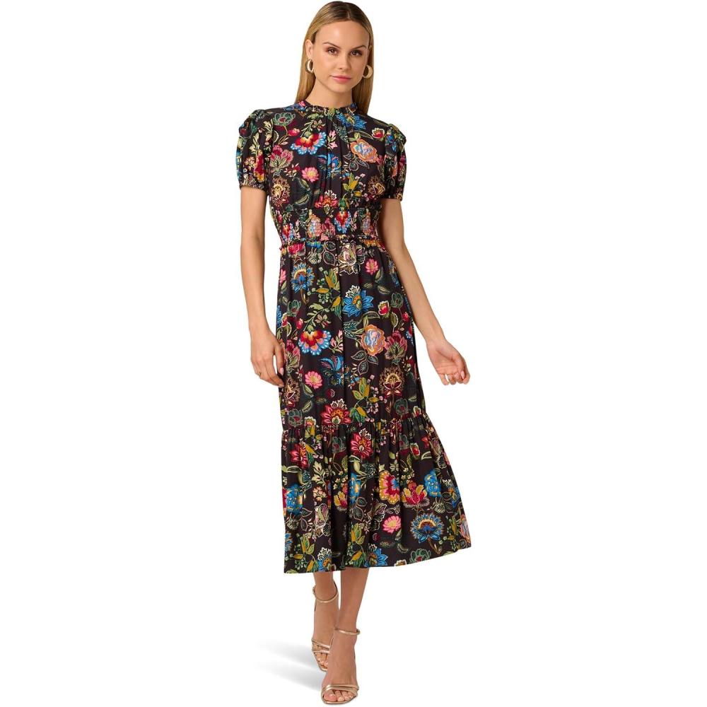 imageAdrianna Papell Womens Printed Midi DressBlack Multi