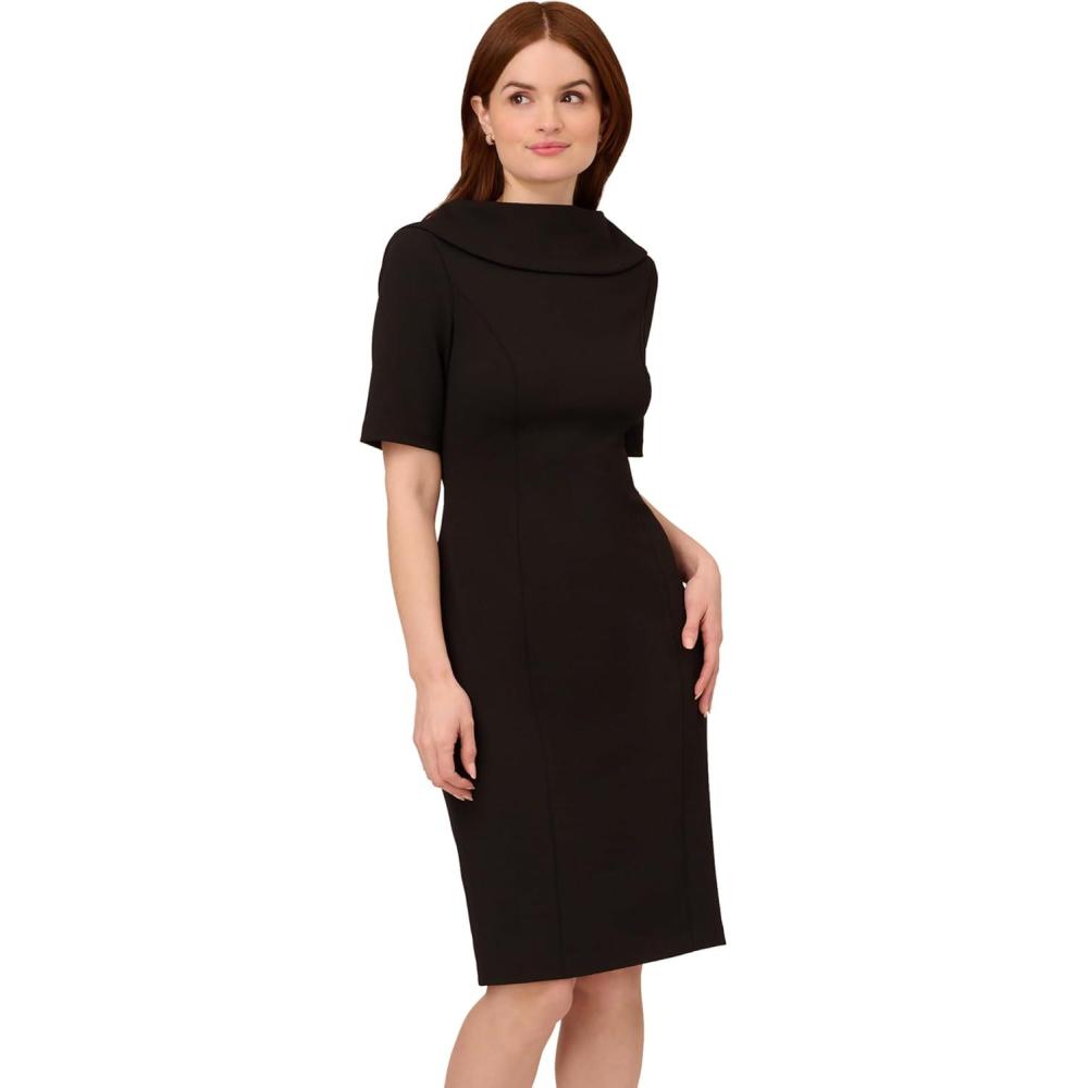 imageAdrianna Papell Womens Roll Neck Sheath with V BackBlack
