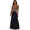 Adrianna Papell Beaded Crepe Long Dress