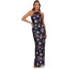 Adrianna Papell Halter Neck Sequin Floral Gown