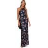 Adrianna Papell Halter Neck Sequin Floral Gown