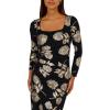 Adrianna Papell Long Sleeve Stretch Metallic Rose Floral Midi Dress