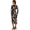 Adrianna Papell Long Sleeve Stretch Metallic Rose Floral Midi Dress