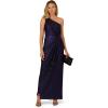 Adrianna Papell One Shoulder Metallic Draped Column Gown